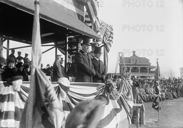 Woodrow Wilson and Newton Diehl Baker, Fort Myer Officers' Training School, 1917.  Creator: Harris & Ewing.