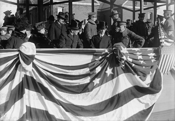 Woodrow Wilson and Newton Diehl Baker, Fort Myer Officers' Training School, 1917.  Creator: Harris & Ewing.