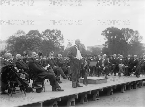 Bible Society Open Air Meeting, East Front of The Capitol - Champ Clark Speaking, 1917. Creator: Harris & Ewing.