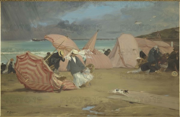 Coup de vent à Trouville (Gust of wind at Trouville), before 1907. Creator: Etcheverry, Hubert-Denis (1867-1952).