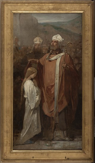 Esquisse pour l'église de Fontenay-sous-Bois : La Consécration de sainte Geneviève, 1874. Creator: Eugène Médard.