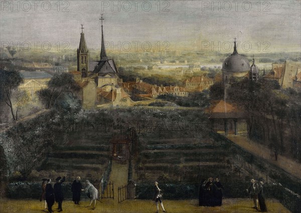 Abbey of Saint-Victor, seen from the College des Ecossais, around 1760, current place Jussieu...,  Creator: Unknown.