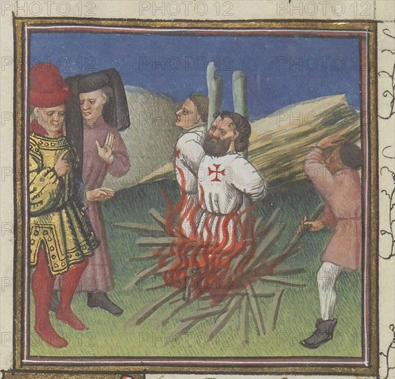 Execution of the Templars. From «Des Cas des nobles hommes et femmes» by Boccaccio, ca 1435-1440. Creator: Anonymous.