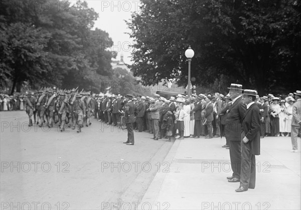 Newton Diehl Baker, Secretary of War, with President Wilson Reviewing National Guard, 1916.  Creator: Harris & Ewing.