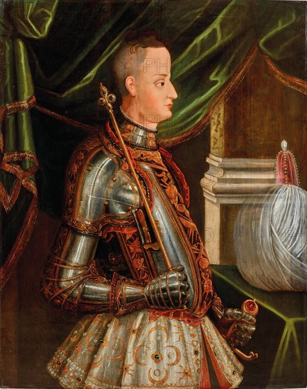 Portrait of Sultan Osman II (1604-1622), in armor with a scepter and..., First third of 17th cen. Creator: Anonymous.