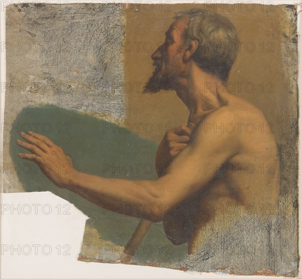 Sketch for the church of Notre-Dame-de-Lorette: blind man extending left arm, c.1836.  Creator: Alphonse-Henri Perin.