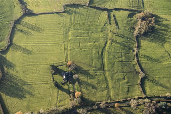 Shrunken village earthworks and ridge and furrow earthworks, near Carlton Curlieu, Leics, 2020. Creator: Damian Grady.