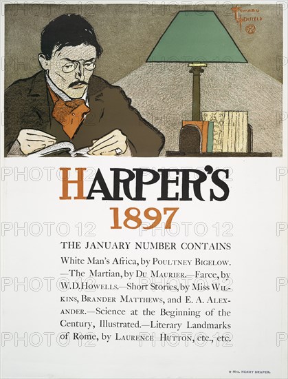 Harper's 1897, The January Number Contains White Man's Africa, by Poultney Bigelow..., c1897. Creator: Edward Penfield.