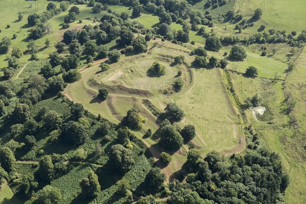 Elmley Castle, a medieval ringwork and bailey within two Iron Age hillforts, Worcestershire, 2016. Creator: Damian Grady.