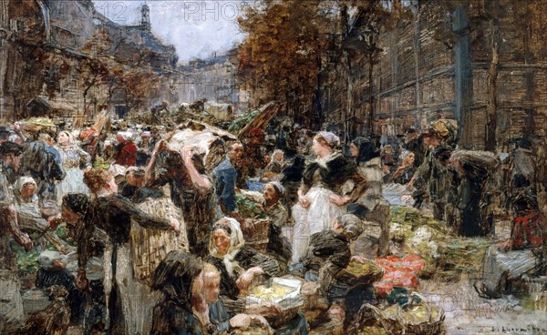 L'approvisionnement des Halles, esquisse pour l'Hôtel de Ville de Paris, c.1888 — 1889. Creator: Leon-Augustin Lhermitte.