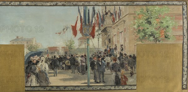 Esquisse pour la mairie de Bagnolet : Eté. La fête de Bagnolet le jour du couronnement..., 1893. Creator: Pierre Vauthier.