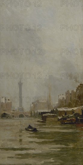 Esquisse pour le salon des Sciences de l'Hôtel de Ville : Le bassin de l'Arsenal, c.1888 - 1890. Creator: Pierre Vauthier.