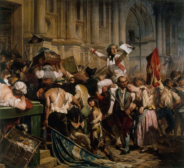 Les vainqueurs de la Bastille devant l'Hôtel de Ville, le 14 juillet 1789, between 1830 and 1838. Creator: Paul Delaroche.