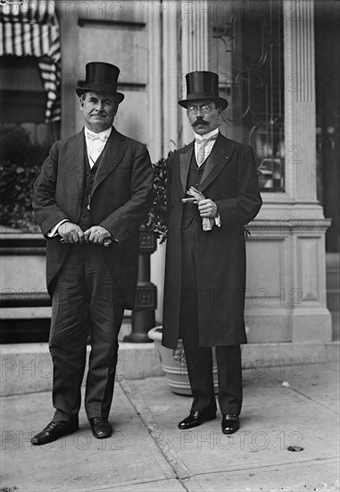 William Jennings Bryan, Rep. from Nebraska, with Min. Roberto Brenes Mesén from Costa Rica, 1914. Creator: Harris & Ewing.