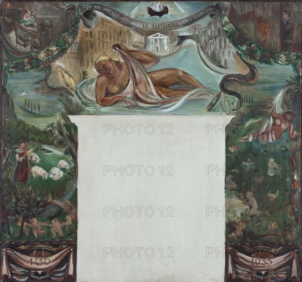 Esquisse pour l'escalier d'honneur de la mairie du 13ème arrondissemnent de Paris..., c.1933. Creator: Sylvie Feron-Baucher.