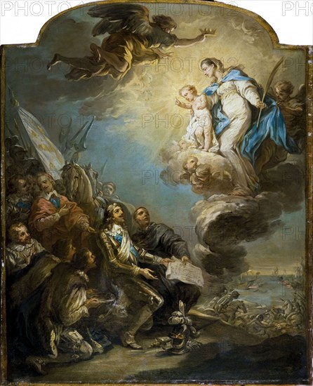 Le Voeu de Louis XIII au siège de la Rochelle en 1628, esquisse du tableau du Maître..., c1737-1747. Creator: Carle van Loo.