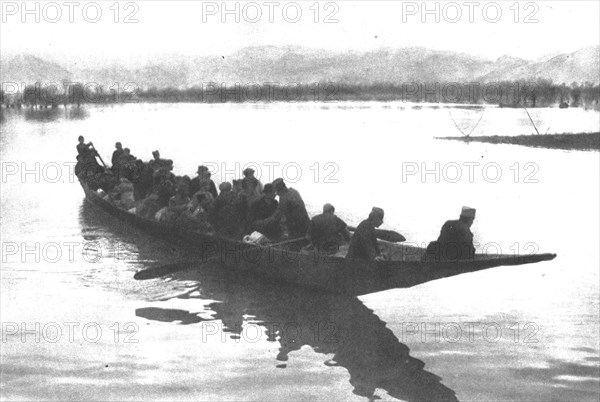 ''Les Serbes a Scutari d'Albanie; deputes de la Skoupchtina traversant le lac de Scutari.', 1916. Creator: Samson Tchernoff.