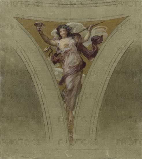 Sketch for the dome above the escalier des fêtes in the Hôtel de Ville...between 1888 and 1899.  Creator: Francois Schommer.