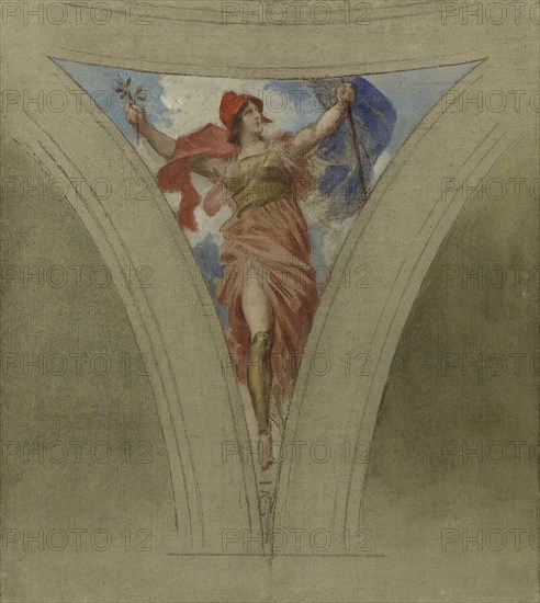 Sketch for the dome above the escalier des fêtes in the Hôtel de Ville...between 1888 and 1899.  Creator: Francois Schommer.