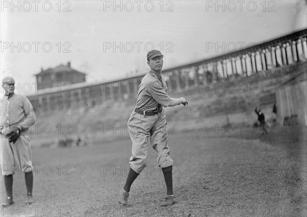 Bob Groom, Washington Al, Throwing Ball, At University of Virginia, Charlottesville (Baseball), 1912 Creator: Harris & Ewing.