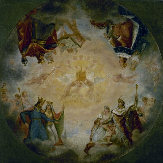 Esquisse pour le Panthéon (église Sainte-Geneviève) : Gloire des dynasties royales et..., c.1812. Creator: Antoine-Jean Gros.