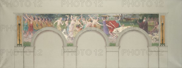 Esquisse pour les salons d'entrée de l'Hôtel de Ville de Paris : Scène antique : taureau..., 1892. Creator: Jules-Jean Ferry.