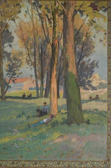 Sketch for the salle des fêtes at the town hall of Asnières: shade under the trees, c.1901. Creator: Paul Leon Felix Schmitt.