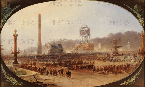 Cérémonie funèbre sur la place de la Concorde, en l'honneur des...juin 1848, le 6 juillet 1848. Creator: Jean Jacques Champin.