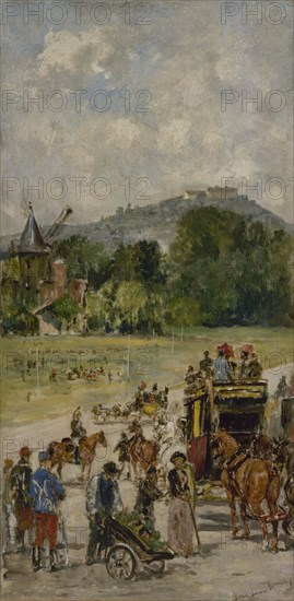 Esquisse pour le salon des Sciences de l'Hôtel de Ville : Le champ de courses de Longchamp, c.1889. Creator: John-Lewis Brown.