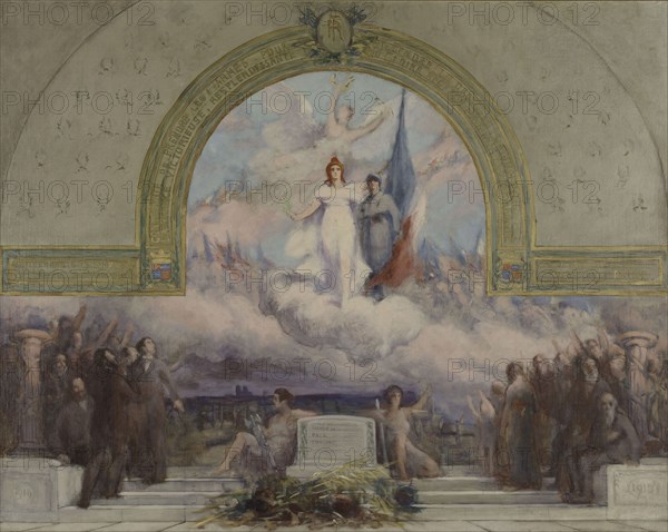 Sketch for (town hall?), rue Paul-Bert...Allegory to the dead of the First World War, c.1921. Creator: Julien Louis Tavernier.