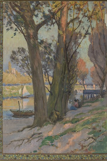 Sketch for the salle des fêtes at the town hall of Asnières: shade under the trees, c.1901.  Creator: Paul Leon Felix Schmitt.