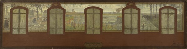 Esquisse pour la mairie de Fresnes : Sur le plateau, Une place de Fresnes. Les carrières..., 1905. Creator: Jean Joseph Enders.