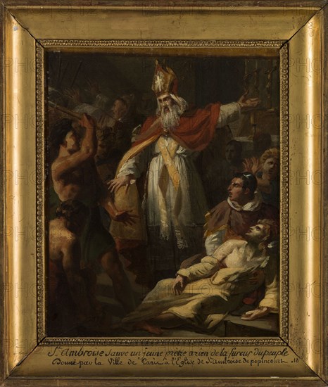 Sketch for the church of Saint-Ambroise : St Ambrose saving a young priest...c.1819. Creator: Pierre Antoine Augustin Vafflard.