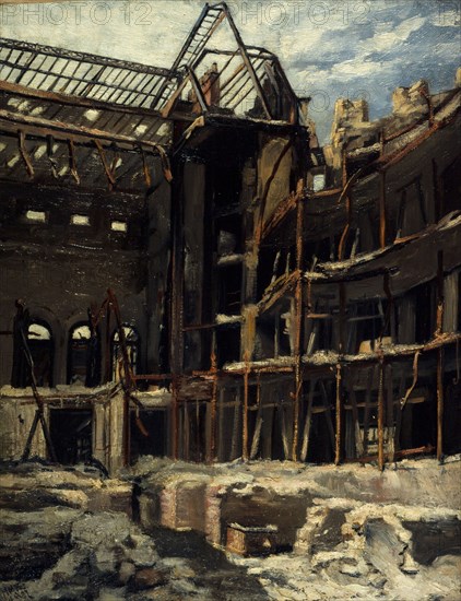 Vue intérieure de l'Opéra-Comique, depuis la scène, après l'incendie du 15 mai 1887, place Boieldieu Creator: Henri-Martin Vos.
