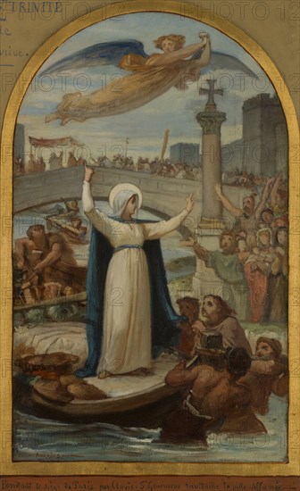 Esquisse pour l'église de La Trinité : Les Malheureux et les pauvres implorent sainte..., c.1873. Creator: Felix Joseph Barrias.