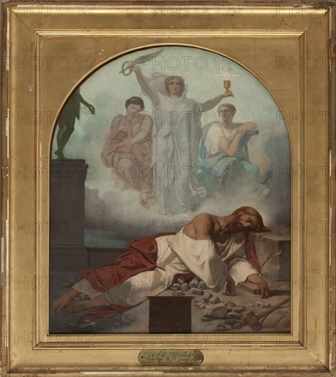 Esquisse pour l'église Saint-Jacques-du-Haut-le-Pas : Martyre de Saint Jacques, c.1860. Creator: Theodore Pierre Nicolas Maillot.