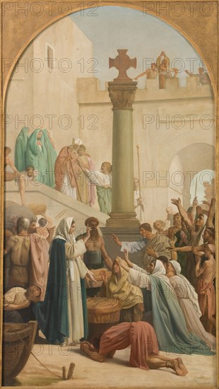 Sketch for the church of Saint-Sulpice : St Genevieve distributing bread...between 1860 and 1864. Creator: Louis Charles Timbal.
