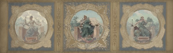 Esquisse pour la galerie Lobau de l'Hôtel de Ville de Paris : La Paix. La Littérature..., 1890. Creator: Henry Jean Louis Boureau.