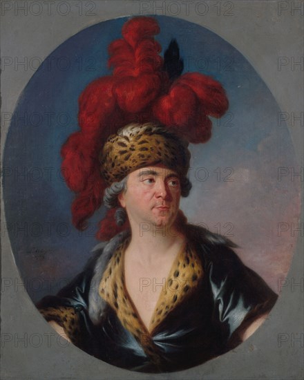 Portrait de Henri-Louis Lekain (1728-1778), dans le rôle de Gengis-Khan de "l'Orphelin de..., 1769. Creator: Simon Bernard Le Noir.