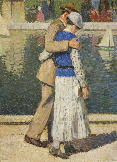 Esquisse de détail pour l'escalier d'Honneur de la mairie du 5ème : un couple..., c.1932-1935. Creator: Henri Jean Guillaume Martin.