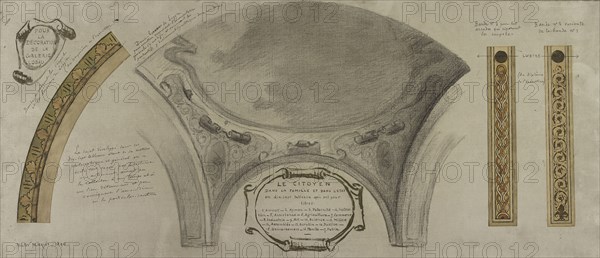 Esquisse pour la galerie Lobau de l'Hôtel de Ville de Paris : Projet ornemental de coupole, 1890. Creator: Jean Pierre Victor Mazies.