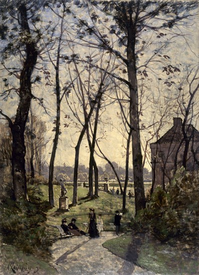 Esquisse pour la galerie des Tourelles de l'Hôtel de Ville de Paris : Le jardin du Luxembourg, 1890. Creator: Henri-Joseph Harpignies.