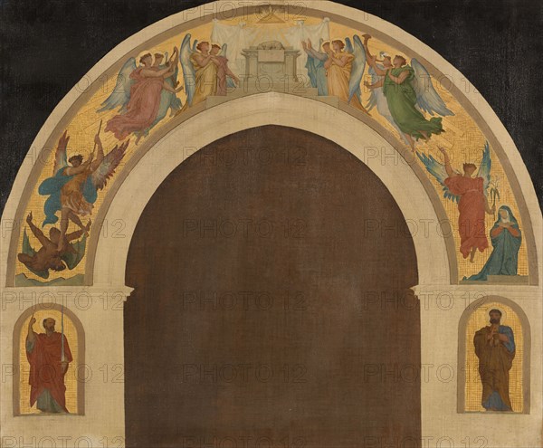 Esquisse pour l'église de la Trinité : L'Agneau pascal. Groupe d'anges adorateurs..., c.1864. Creator: Armand Felix Marie Jobbe-Duval.