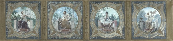 Esquisse pour la galerie Lobau de l'Hôtel de Ville de Paris : La Poésie. La Joie. La Danse..., 1890. Creator: Henry Jean Louis Boureau.