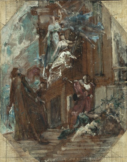 Esquisse pour la salle des Audiences de la Cour de Cassation de Paris : Glorification de..., c.1881. Creator: Paul-Jacques-Aime Baudry.