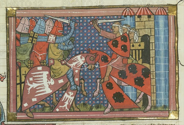 The Fall of Edessa, 1144 (From "Li rommans de Godefroy de Buillon et de Salehadin"), 1337. Creator: Maître de Fauvel (active 1314-1340).