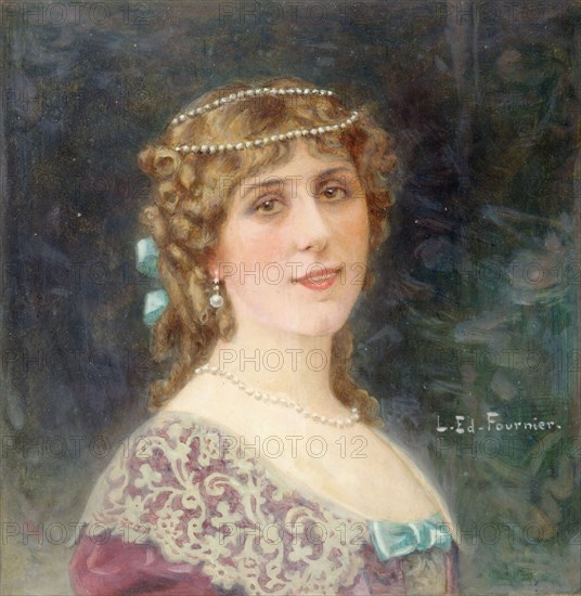 Portrait de Gabrielle Robinne, sociétaire de la Comédie-Française, dans le rôle d'Elmire..., c1913. Creator: Louis Edouard Paul Fournier.
