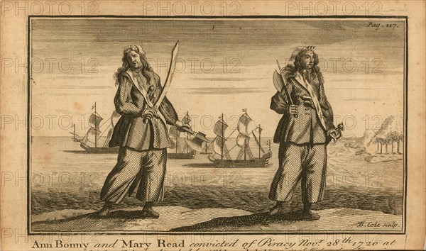 Pirates of the Caribbean: Ann Bonny and Mary Read convicted of Piracy, November 28th, 1720..., 1724. Creator: Cole, B. (active 1720-1754).