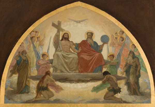 Esquisse pour l'église Saint-Gervais : La Vierge intercédant près de Jésus pour les..., c.1869-1871. Creator: Armand Felix Marie Jobbe-Duval.