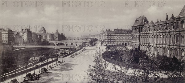 Le quai Pelletier et l'Hôtel de Ville (vue prise du quai de la Grève), 4ème arrondiss...c1845-1885. Creators: Frederic Martens, Goupil and Co.